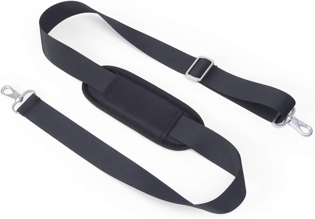 Omnpak Replacement Bag Strap Replacement Shoulder Strap with Shoulder Pads and Metal Swivel Hooks Adjustable Length Strap for Laptop Briefcase Crossbody Bag Luggage/Duffel/Camera - Black