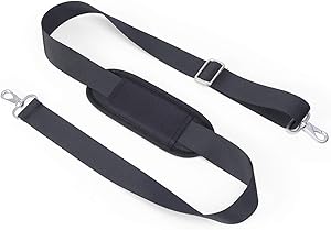 Omnpak Replacement Bag Strap Replacement Shoulder Strap with Shoulder Pads and Metal Swivel Hooks Adjustable Length Strap for Laptop Briefcase Crossbody Bag Luggage/Duffel/Camera - Black