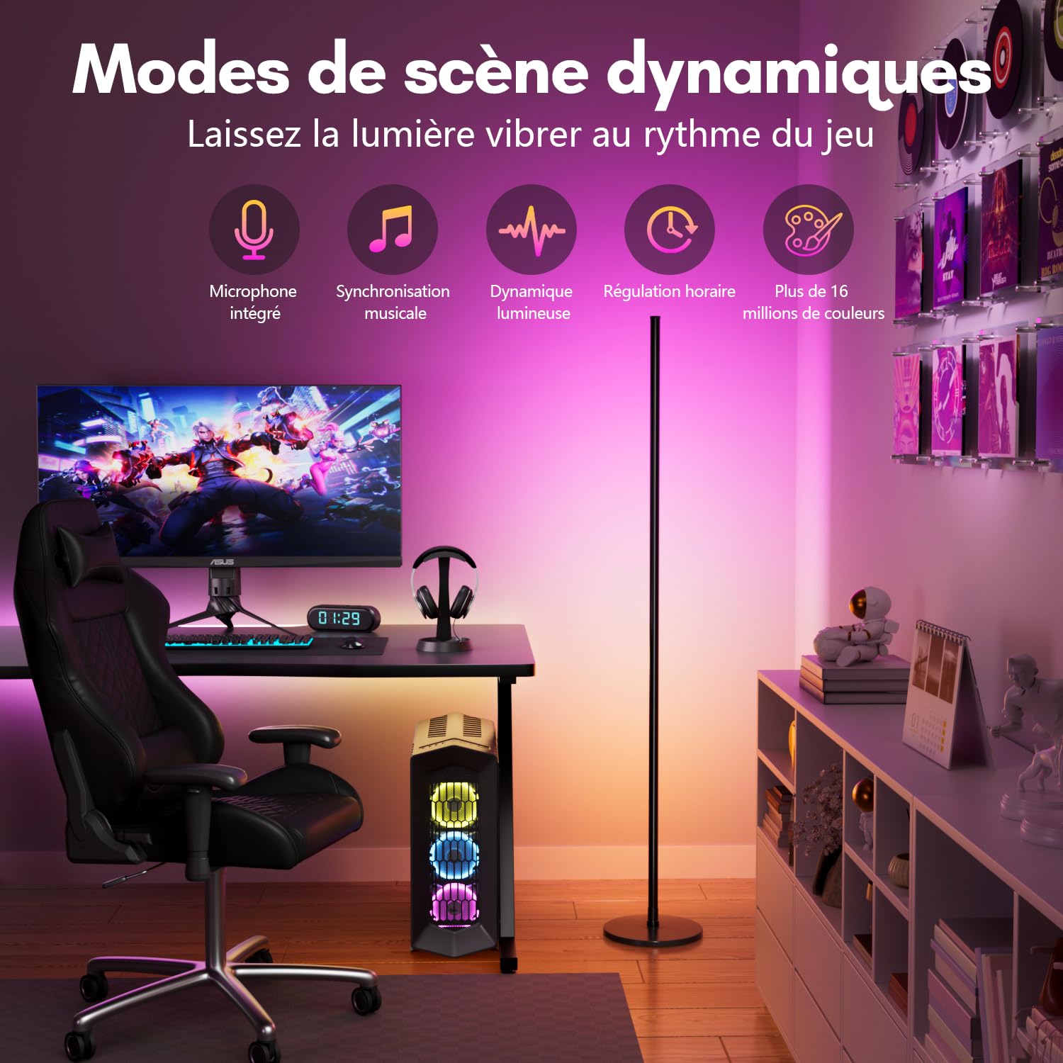 Keepsmile La lampada da terra LED RGB IC, intelligente e collegata, è inoltre dotata di un telecomando. Questa lampada da terra per soggiorno ha 172 LED ed è adatta sia per soggiorno che per cam