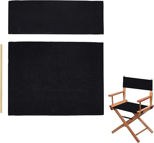 AHANDMAKER 1 juego de funda de repuesto de lona de 21.2 x 16.121.2 x 7.8 pulgadas, color negro, casual, para silla de director de casa, para asiento