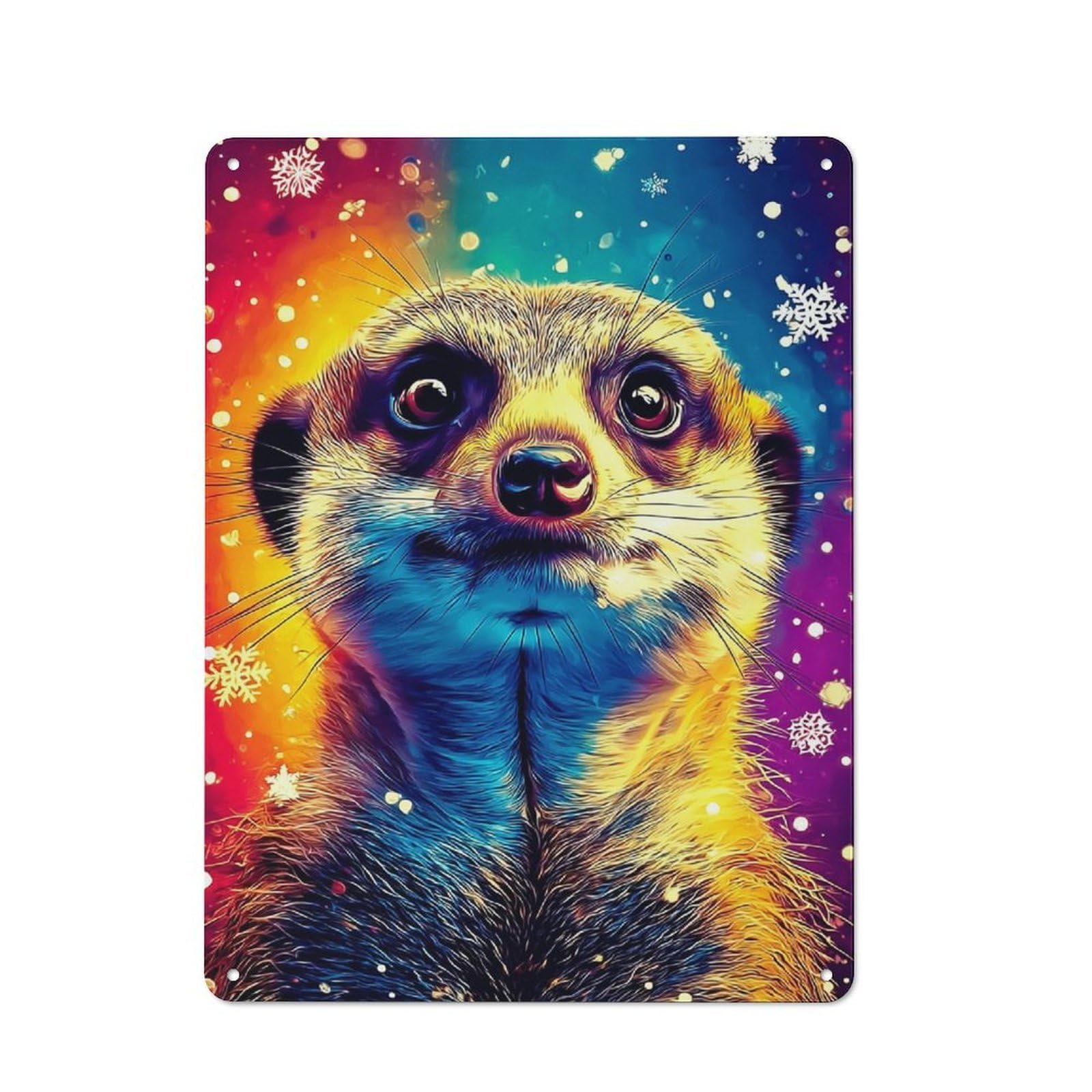 Junmoney Colorful Meerkat Portrait -1 Metal Wall Sign 40X30cm Featuring For Garage Or Workshop, For Vintage Wall Decor Fans, For Metal Sign Collectors