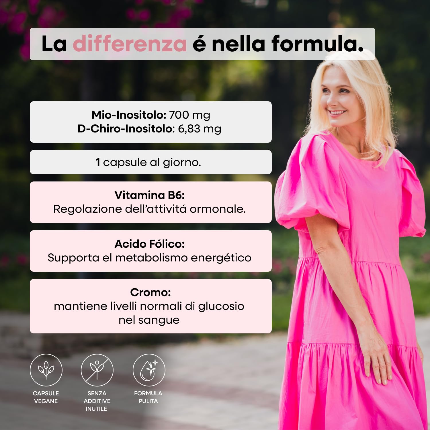 Inositolo Donna 700mg – 240 Capsule Vegane (8 mesi) - Myo e D-Chiro Inositol con Vitamina B6 Attiva, Acido Folico e Cromo – Supporto per Equilibrio Ormonale e Metabolico – Qualità Tedesca Vitamaze