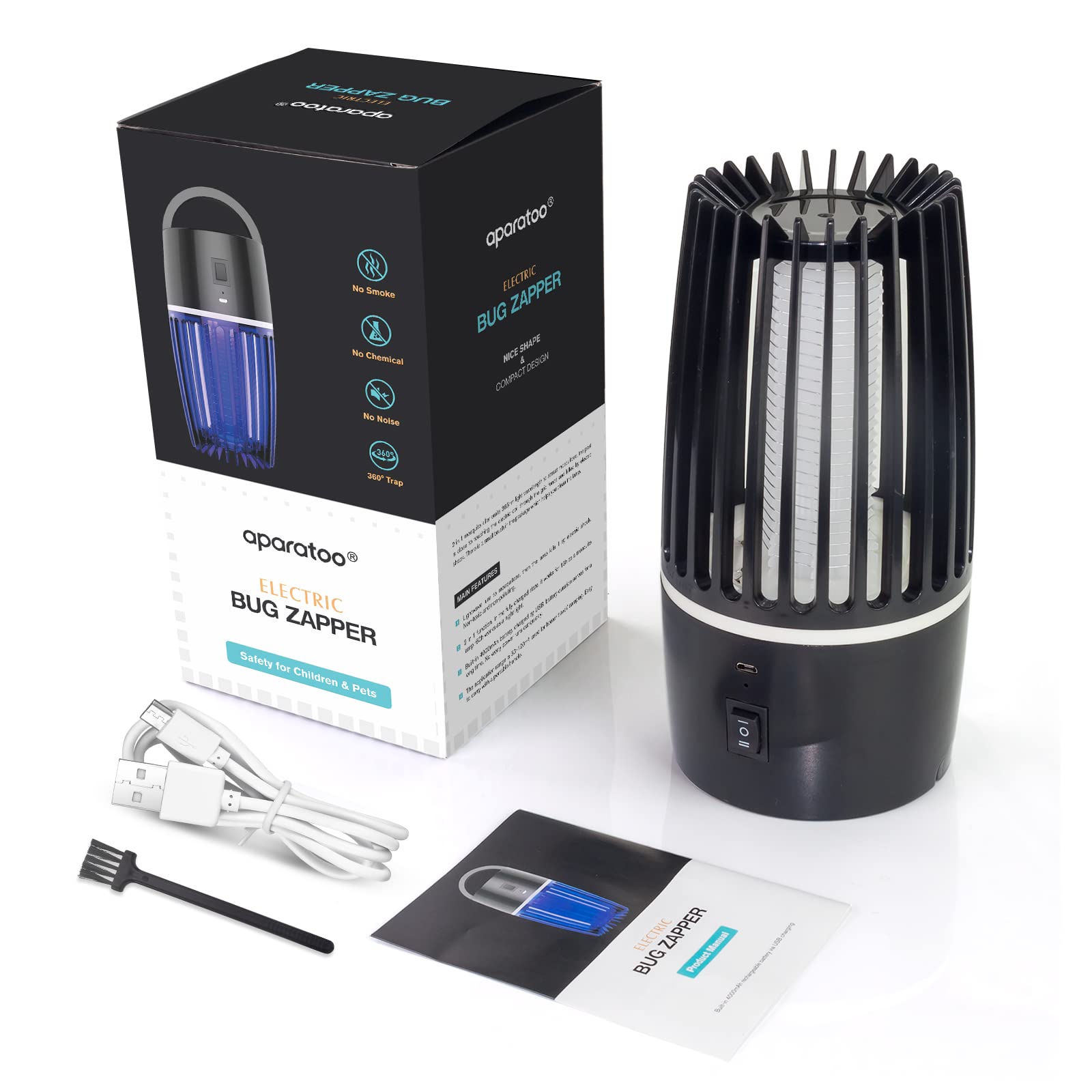 Lampada Antizanzare Elettrica, 4200V UV Zanzariera Elettrica Impermeabile IPX4, Lampada Anti Insetti Ricaricabile Trappola per Insetti, per Casa Giardino Interno Esterno Cucina
