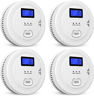 4-Pack,Detector,2 in 1, Detectors,85dB in Alarm,LCD Screen,Easy to Install