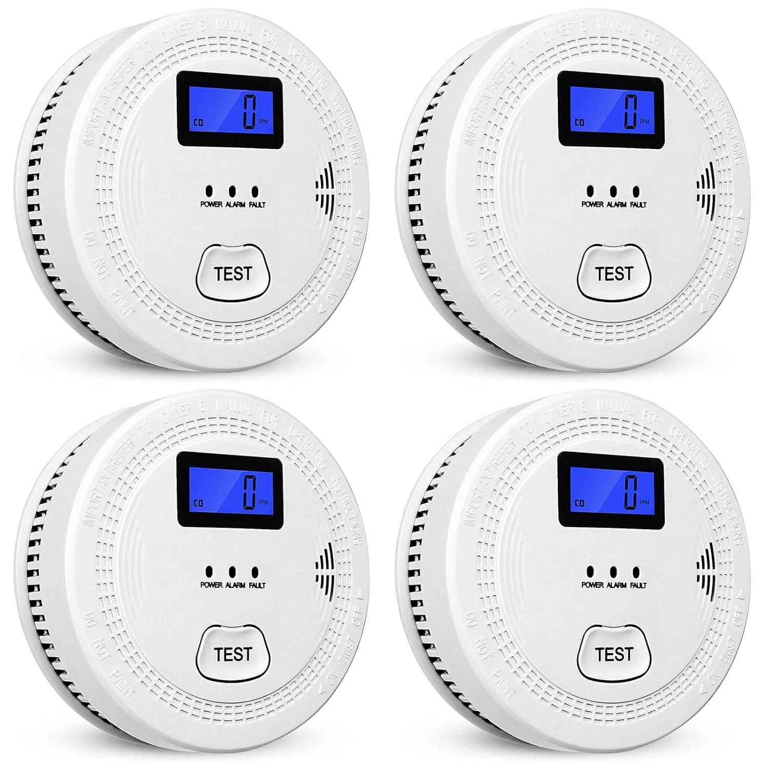4-Pack Smoke and Carbon Monoxide Detector 2 in 1 CO Smoke Alarm Carbon Monoxide Detectors Smoke Detector 85dB