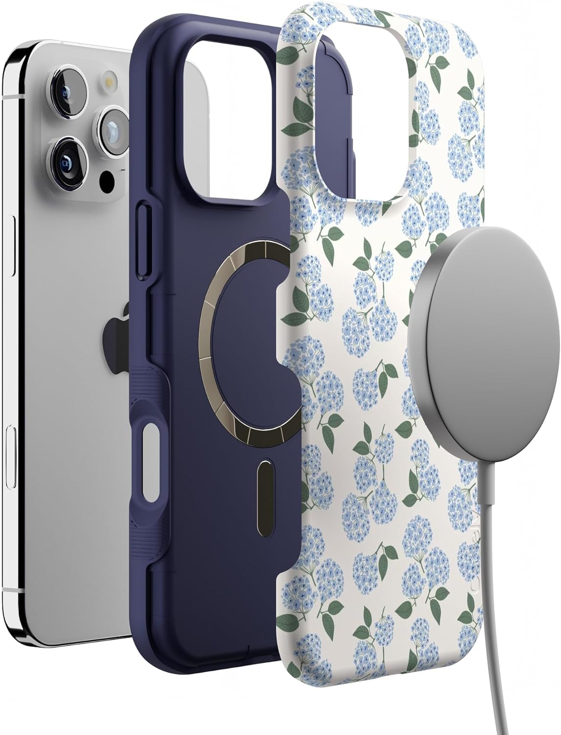 Casely iPhone 16 Pro Max Case | Nantucket Cottage | Blue Hydrangea | Bold Protective Design | Compatible with MagSafe - Image 4