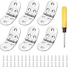 6 Pcs Folding Flip Top Hinge, Stainless Steel 270 Degree Folding Round Edge Backflap Hinge,Tray Backflap Hinges, Bonus with Screwdriver, for Cupboard Cabinet Closet Drawer