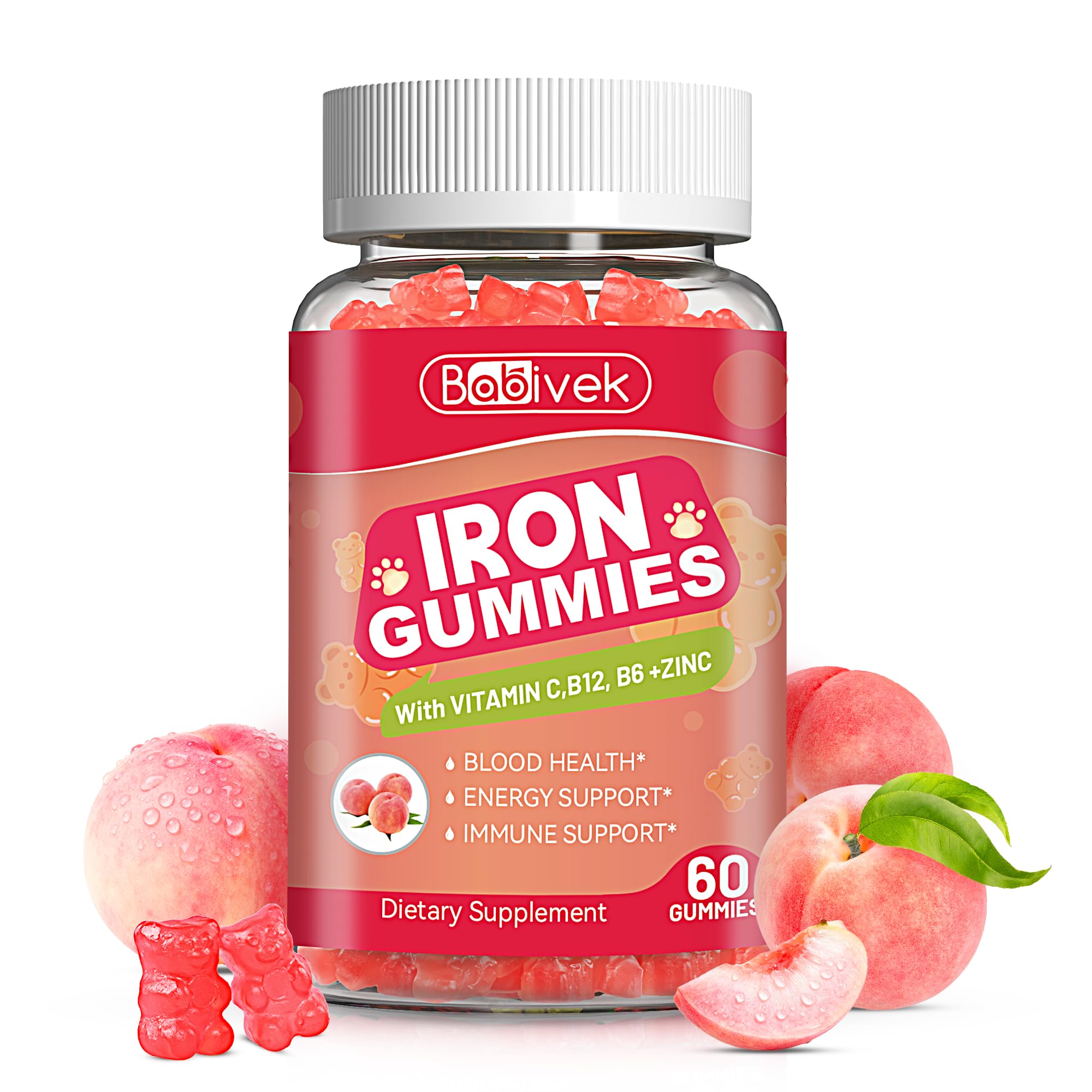 Iron Supplement Gummies for Women & Men, Iron Gummies with Multivitamin