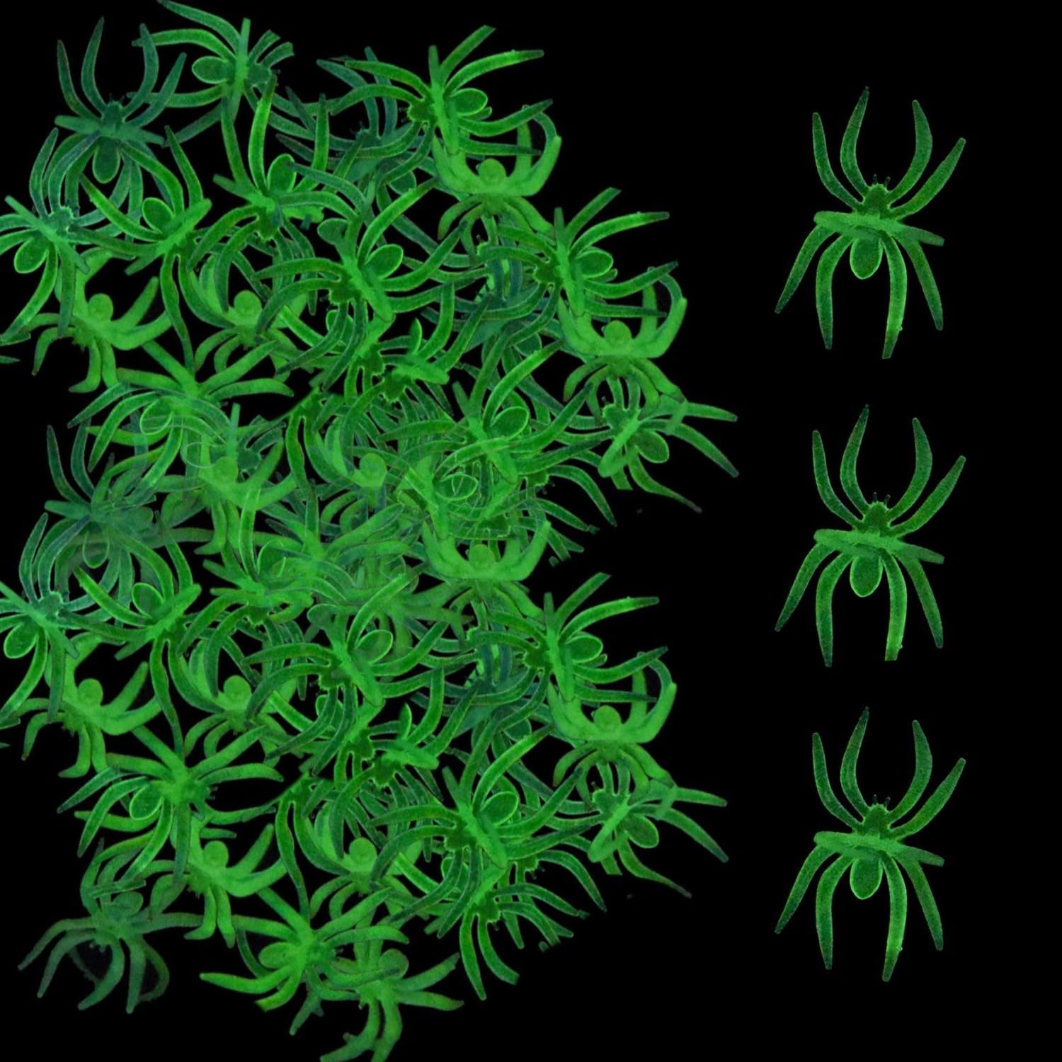 RmKbe 100pcs Halloween Luminous Spider Rings Glow in The Dark Fake Ring Simulation Spider Rings Halloween Party Ornament for Party Supplies
