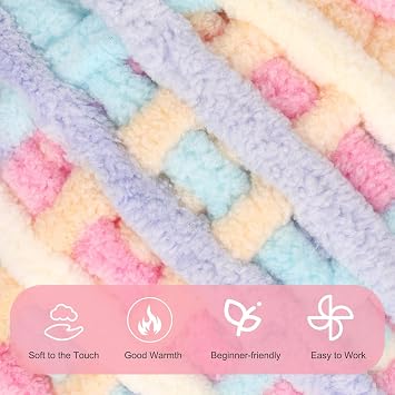 Reessy Chunky Yarn, 400g(4×100g) Rainbow Chunky Wool for Knitting