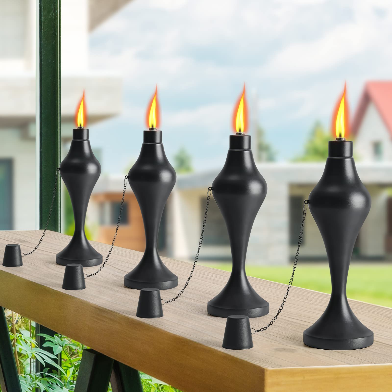 Amazon.com: FAN-Torches 4 Pack Metal Table Top Torches, 18 oz