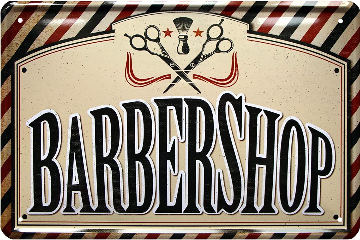 Targa Metallica Retrò Barber Shop 30x40 Cm - Decorazione Vintage Per Uomini, Made In Germany - Foto 6
