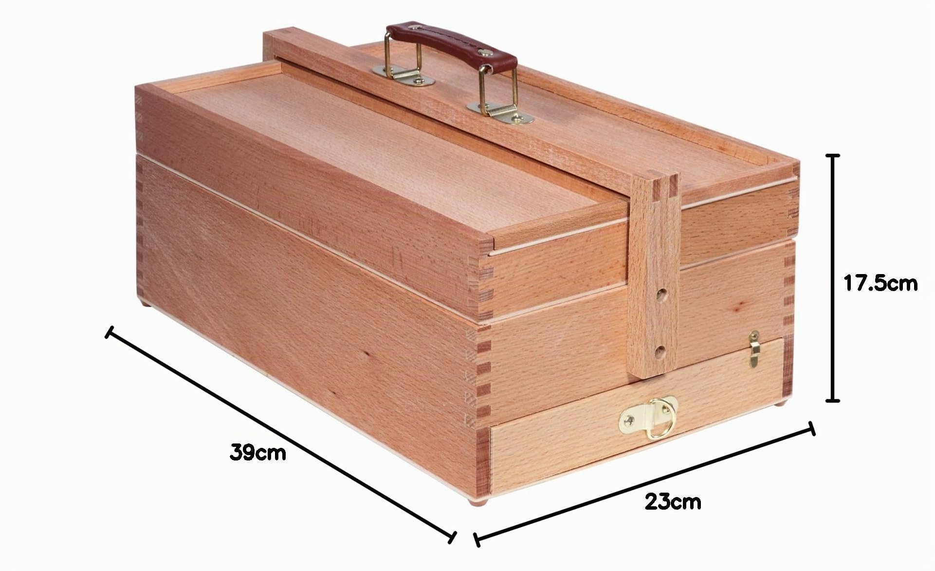Artina Malkasten Vannes Utensilienbox Holzkoffer 39x23x17,5 cm Bastelkoffer mit Tragegriff