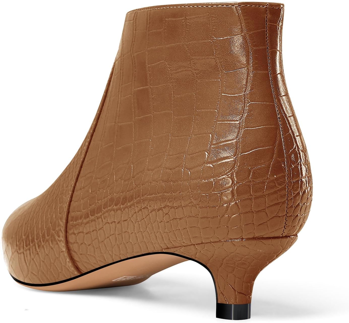 Aachcol Womens Pointed Toe Low Kitten Heel Ankle Boots Short Bootie Zipper Office Dress Basic Classic 1.4 Inches Heels - Image 4