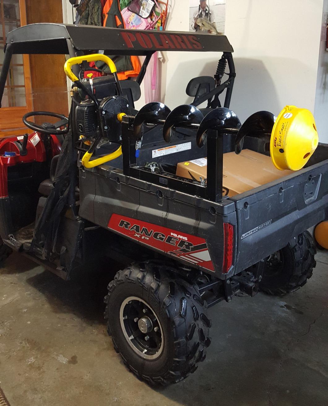 Digger Ice Auger Mount for ATV, Snowmobile, UTV, Fits Metal Rack, Bumper & Polaris