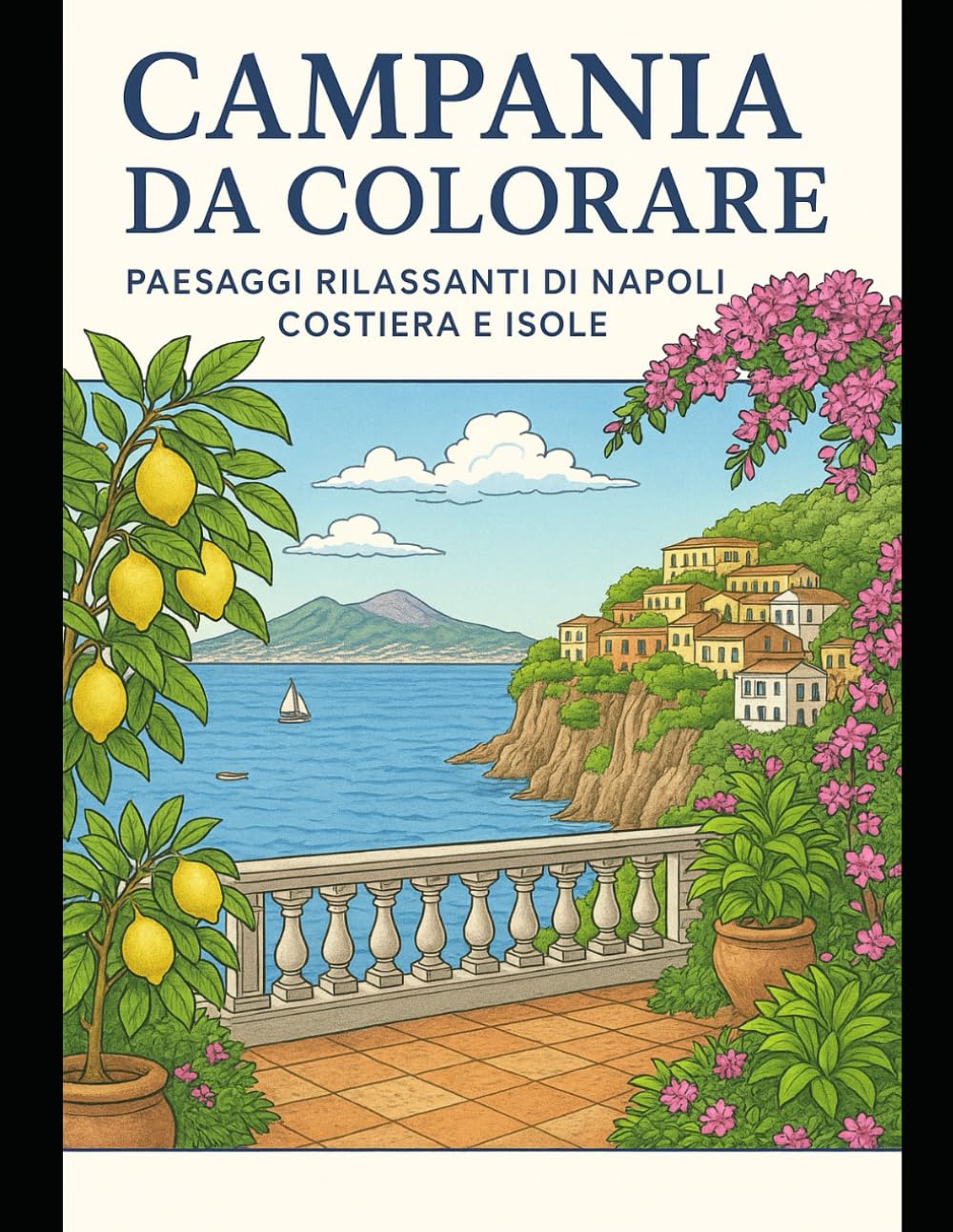 Campania da Colorare: Paesaggi rilassanti di Napoli, Costiera e Isole – Libro da colorare antistress per adulti
