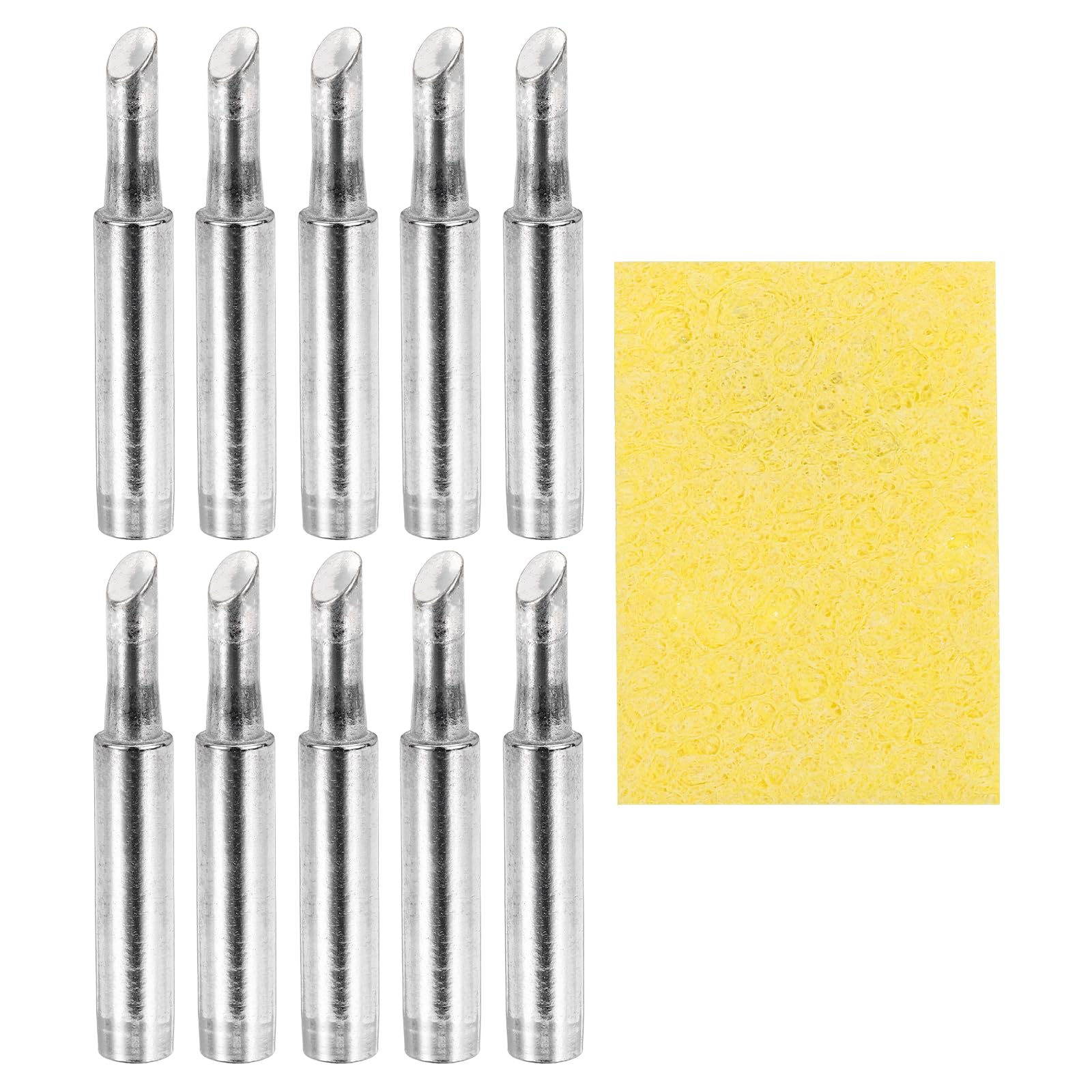 sourcing map Pack of 10 900M Solder Tips Internally Heated Soldering Tips with Cleaning Sponge Pad Replacement Welding Accessories Kit for Electrical Solder Station Tip (900M-T-4C)