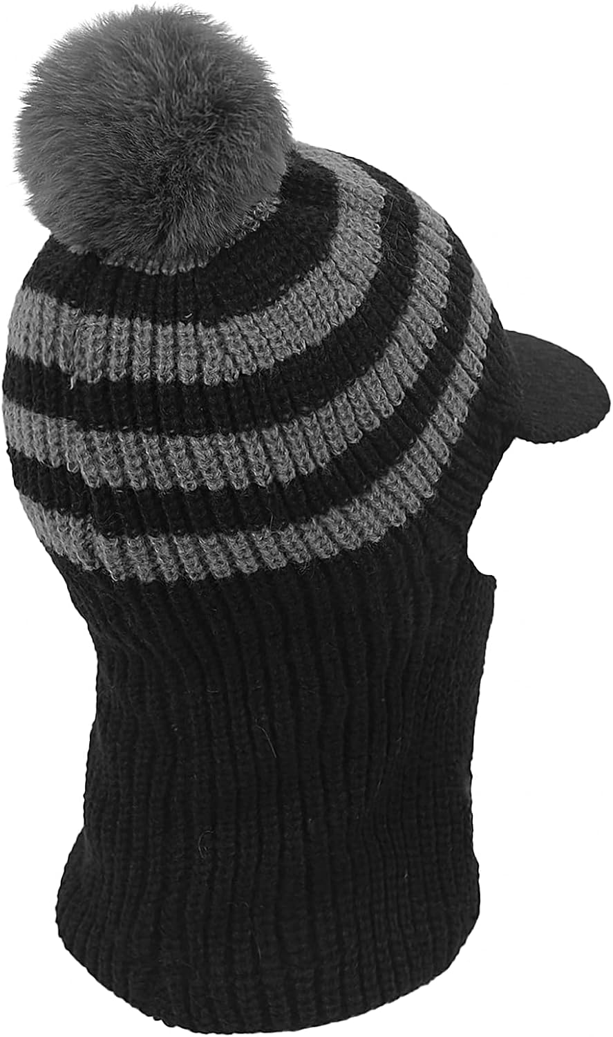 Toddler Kids Winter Beanie Hat with Visor Warm Hat Scarf Knit Balaclava Fleece Earflap Skull Cap