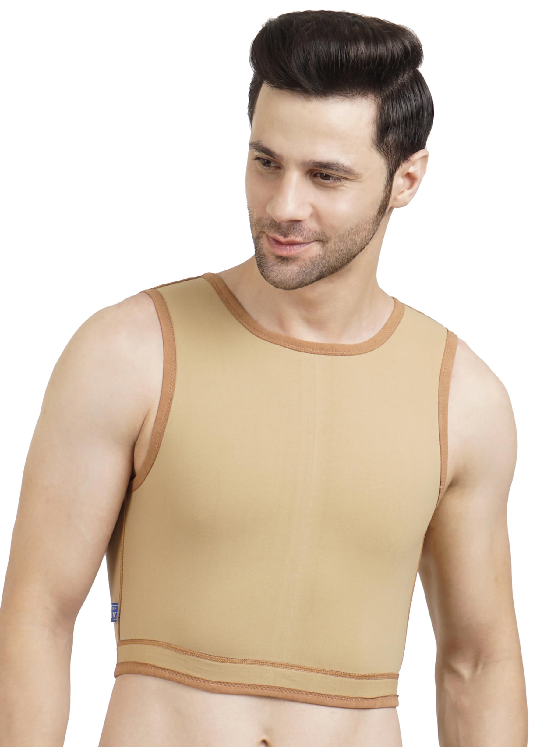 Dermapress Gynecomastia Short Vest || HIGH COMPRESSION || Velcro Closure || Chest Shapewear || Comfortable for Men || Tomboy Chest Binder || Shapewear for Post-Surgery |-picture-49