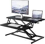 ERGOMAKER Height Adjustable Standing Desk Converter - 40"(101cm) Wide Platform Tabletop Workstation - Quick Sit to Stand Desk Riser for Dual Monitors Blcak