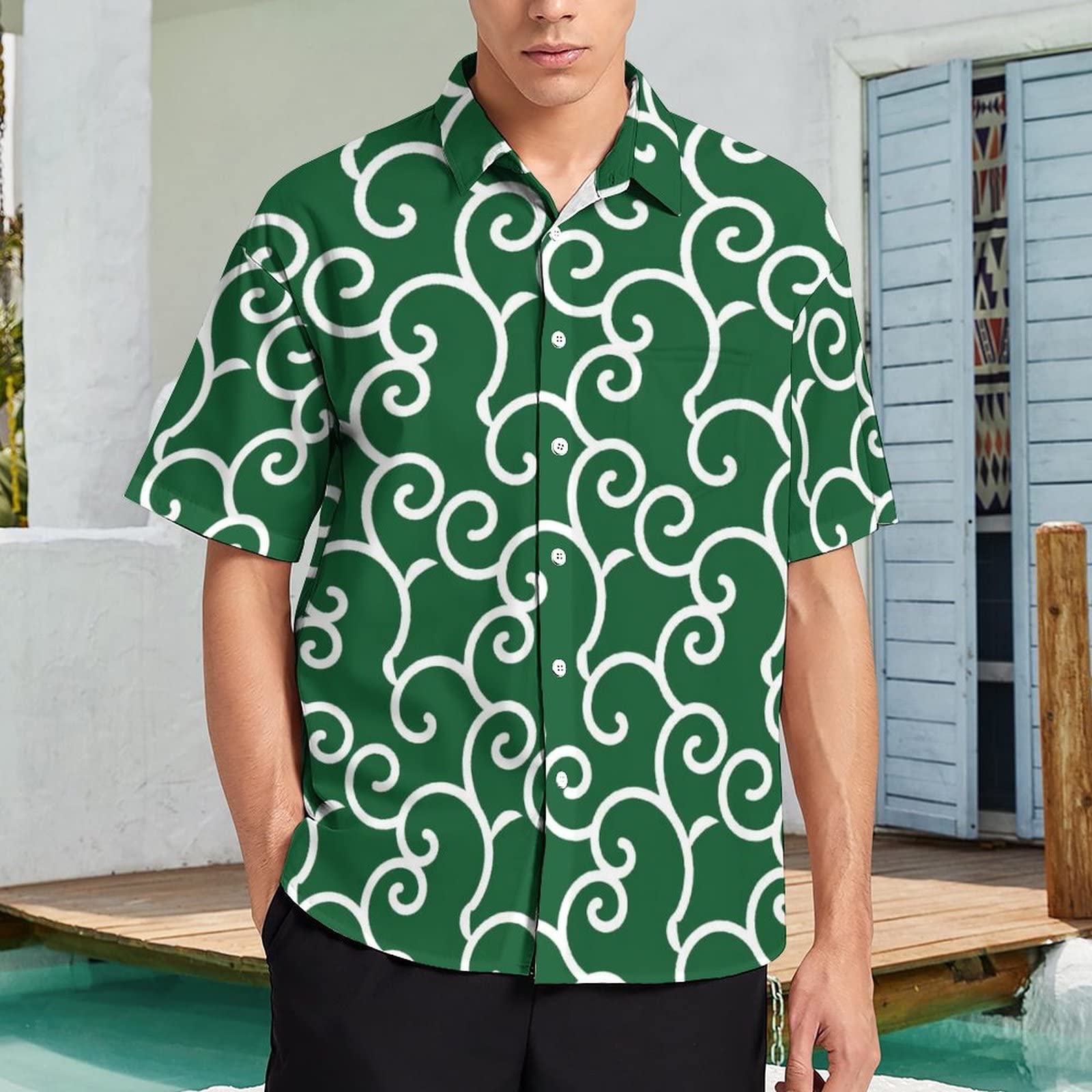 Polo アロハシャツ 緑色 風景柄 Polo アロハシャツ 緑色 風景柄 90s Polo by Ralph Lauren ポロ バイ