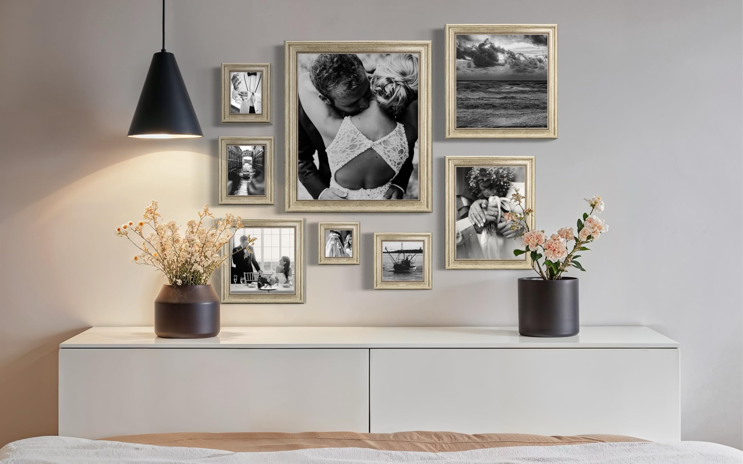 CABBEL Fotolijst 20 x 20 cm, zilver, barok vintage frame in antieke look voor posters, foto's en oorkonden, met onbreekbaar acrylglas, decoratief en elegant, perfect voor woonkamer, kantoor of galerij