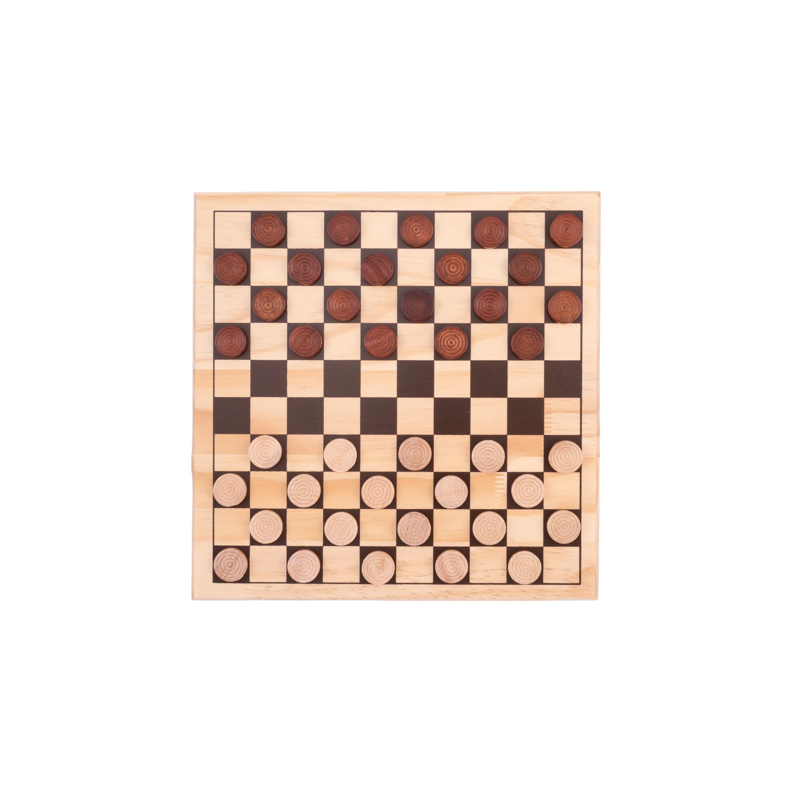 Engelhart - 150236 - Jeu de Dames en Bois - Marron et Crème - Jeu de Société Classique - Damier en Bois Massif - Stratégie - Débutants - Famille - 2 Joueurs - Dès 6 Ans