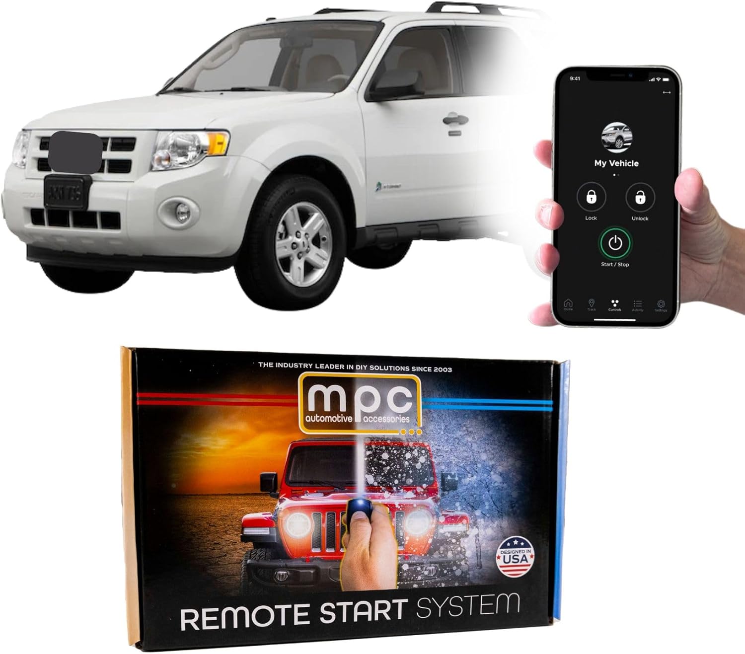 MPC Complete Plug & Play Smartphone or OEM Remote Start Kit Compatible with Ford Escape 2008-2012 Hybrid - Includes T-Harness