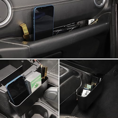 Vista 27 de JWWY Caja de almacenamiento para reposabrazos de pasajero, caja de almacenamiento, asa de agarre, bandeja organizadora de engranajes para Jeep 6