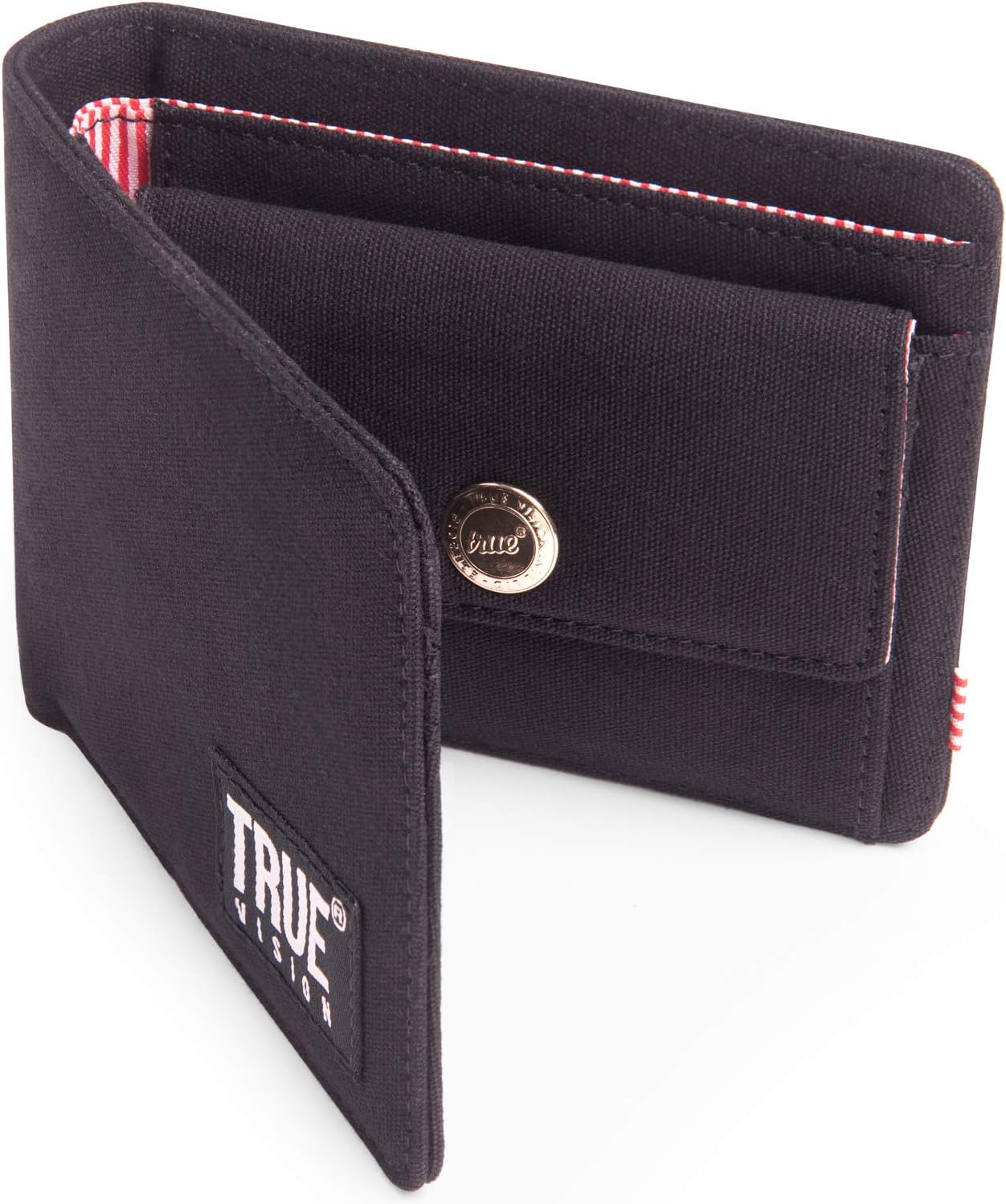 TRUE VISIONWallet Mens with Coin Pouch & RFID Wallet Blocking - Canvas, Black