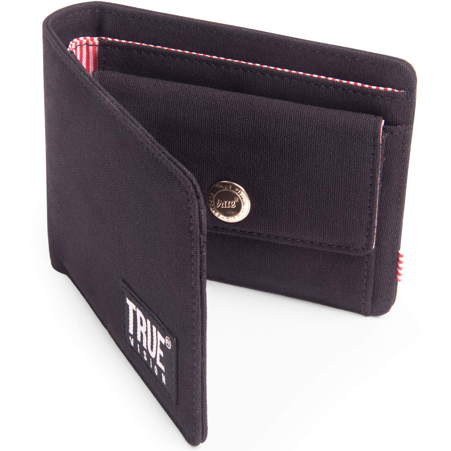 TRUE VISIONWallet Mens with Coin Pouch & RFID Wallet Blocking - Canvas, Black