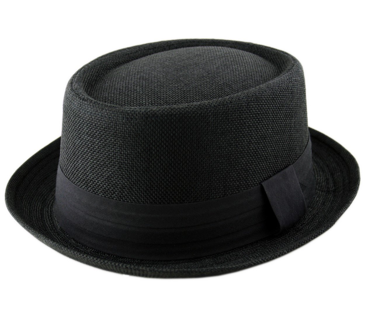 Adult Pork Pie Trilby Fedora Jute Hessian Hat Band Unisex (Breaking Bad Heisenberg Style) Black (58cm)