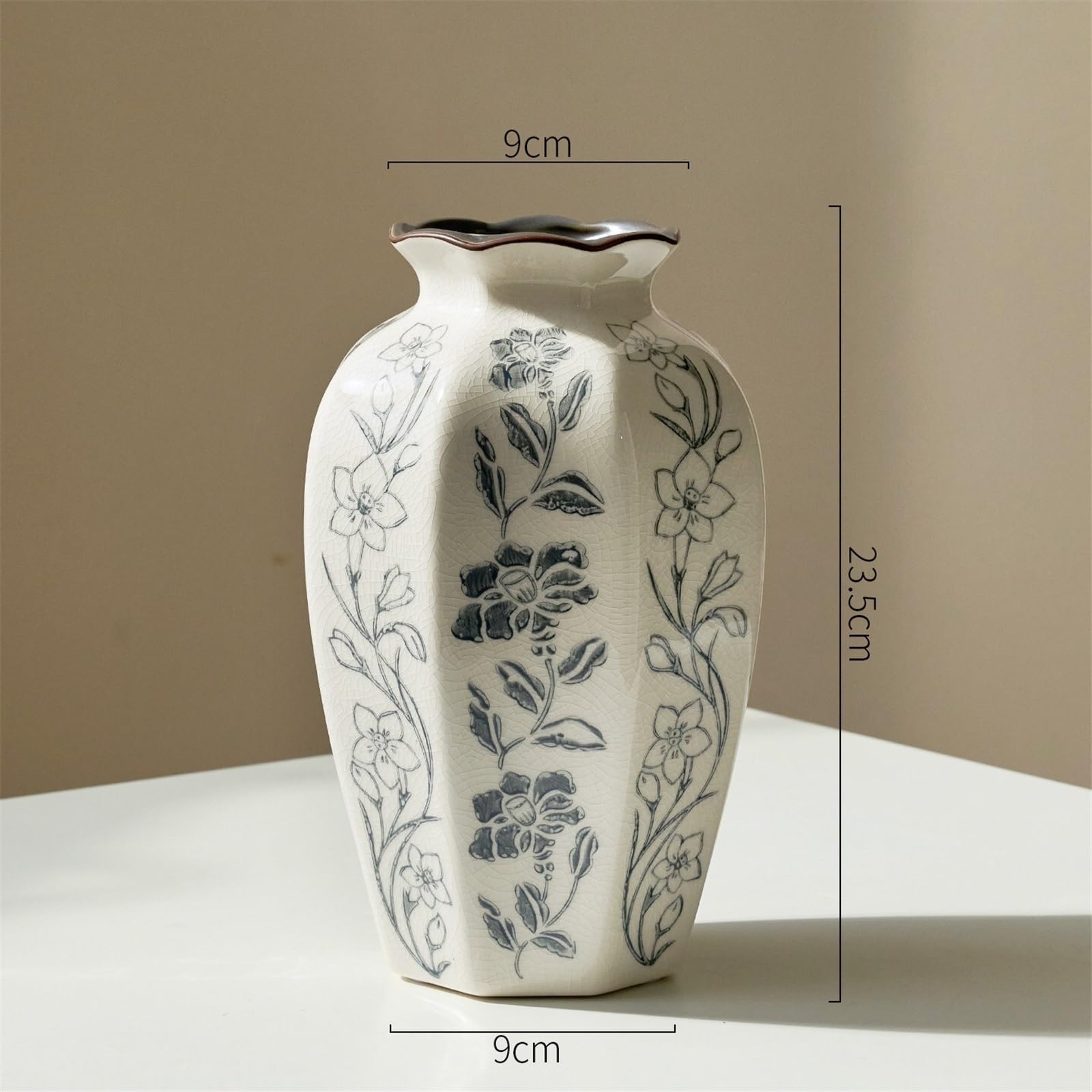 Wazon z kwiatami Vintage Ink niebiesko-biała dekoracja wazonów porcelanowych na stół do jadalni w salonie(Duży)