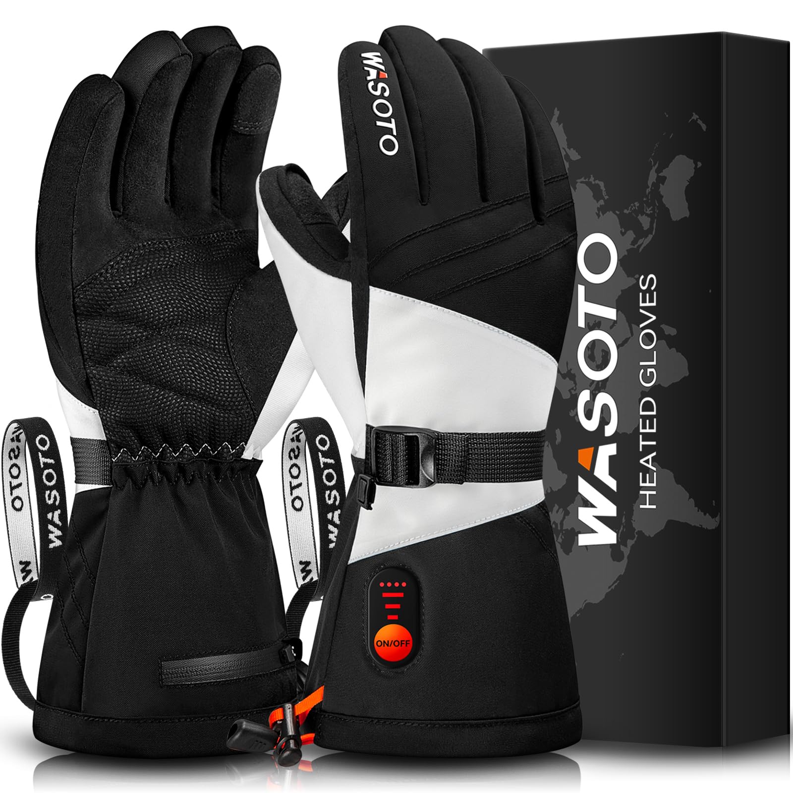 Heated Gloves for Men Women 7.4V Battery 22.2Wh Rechargeable Electric Heated Gloves Touchscreen Waterproof Heated Gloves for Winter Outdoor Skiing Work Hiking Camping Snowboarding (Black, M)