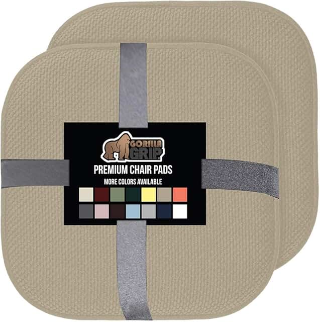 Gorilla Grip Memory Foam Chair Cushions, Slip Resistant, Thick and Comfortable Seat Cushion Pads, Premium Large Size, Dura...