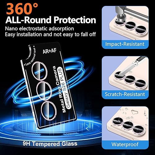 Vista 266 de para Samsung Galaxy Z Flip 7 Protector de Lente de Cámara, Cubierta de Lente de Vidrio Templado con Anillo de Metal Individual, [Fuerte Adhesión] 1