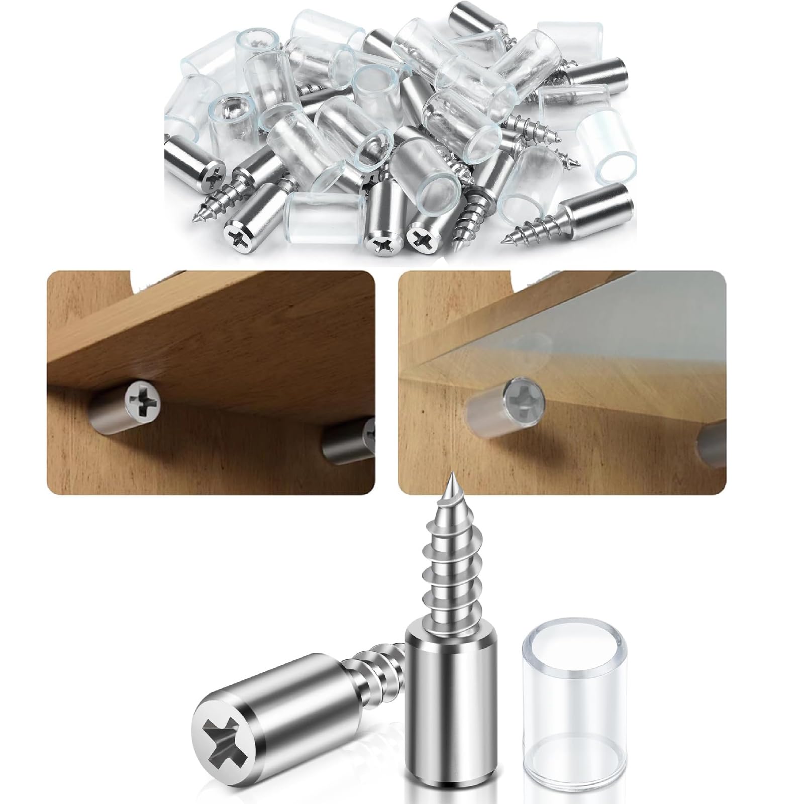 30 Pcs Shelf Support Pegs,Shelf Pins with Non-Slip Sleeve,Cabinet Shelf Pegs for Kitchen Utensils,Bookcases,Wine Cabinet and Wardrobes,Fixed Support Self-Tapping Cross Screw