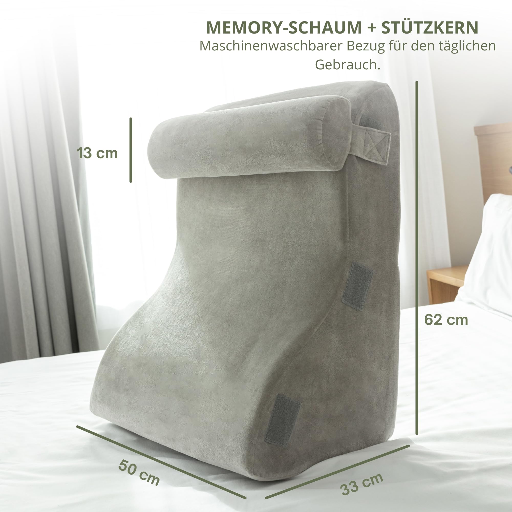 Lesekissen mit Memory-Schaum | Ergonomisches Rücken- & Keilkissen für Bett, Sofa & Couch | Orthopädisches Stützkissen gegen Rückenschmerzen & Verspannungen