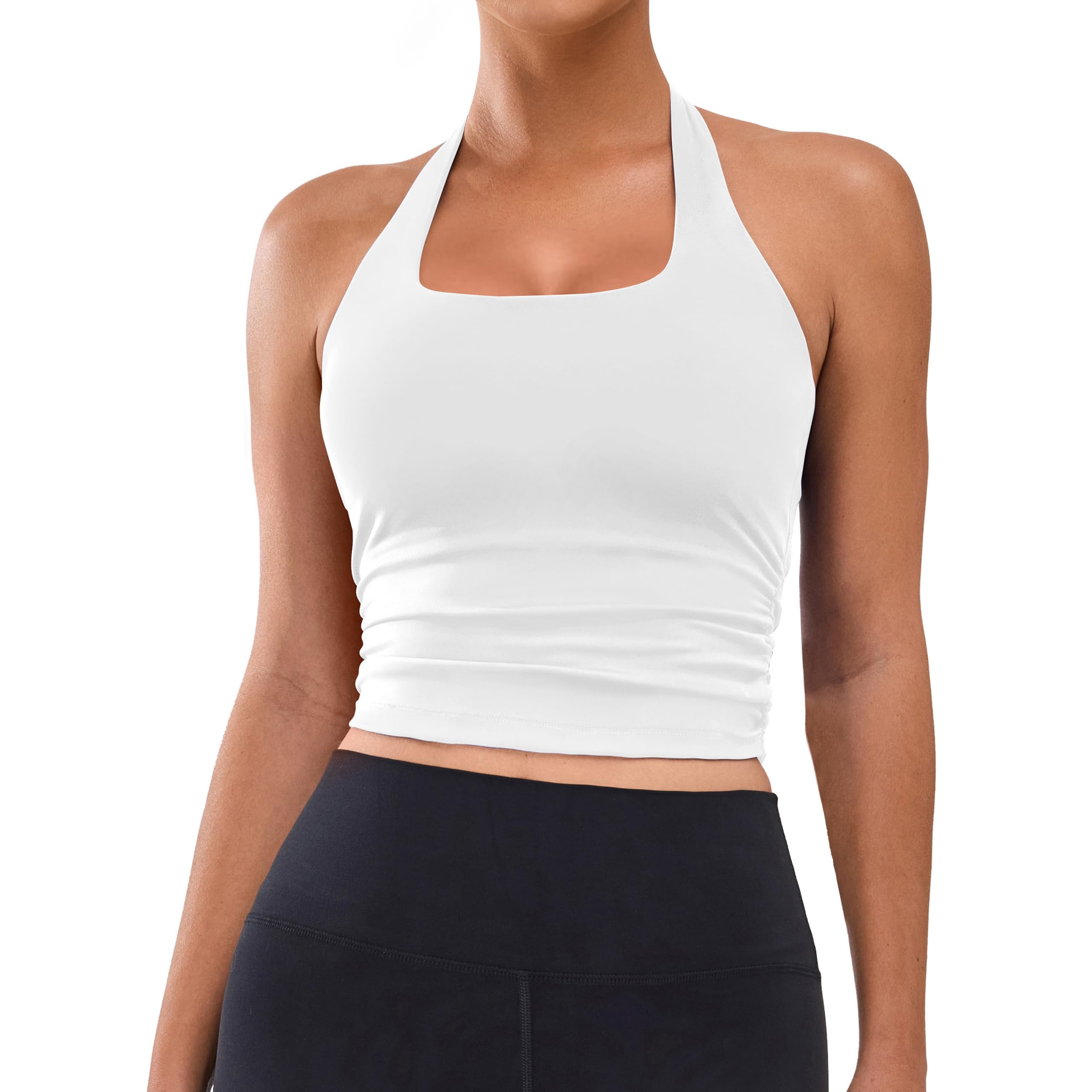 BMJL Womens Halter Built in Bra Workout Sports Tank Tops Summer Trendy Backless Going Out Clothing 2025