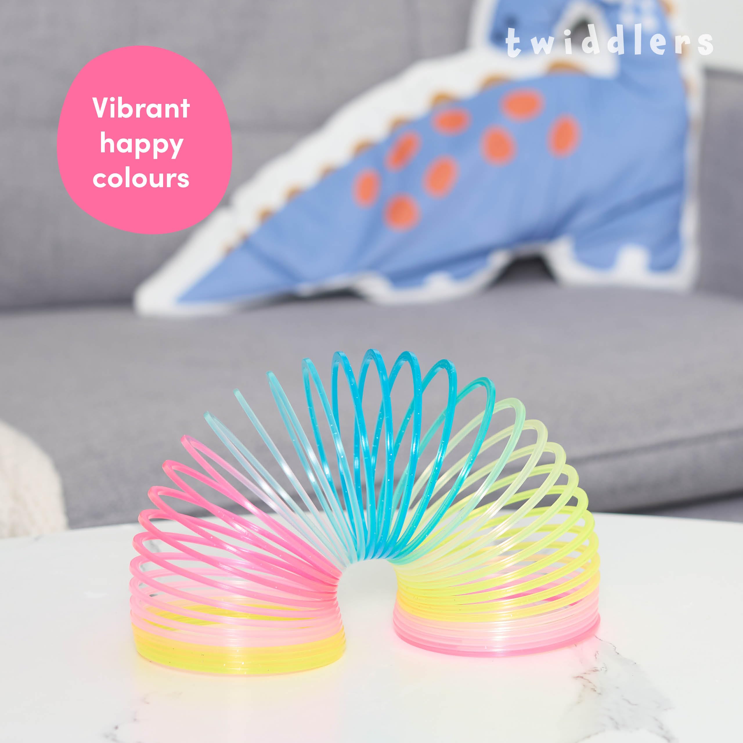 THE TWIDDLERS Confezione da 3 Grandi Molle magiche Arcobaleno - Giocattolo Perfetto Come regalino, per Calze di Natale, ECC