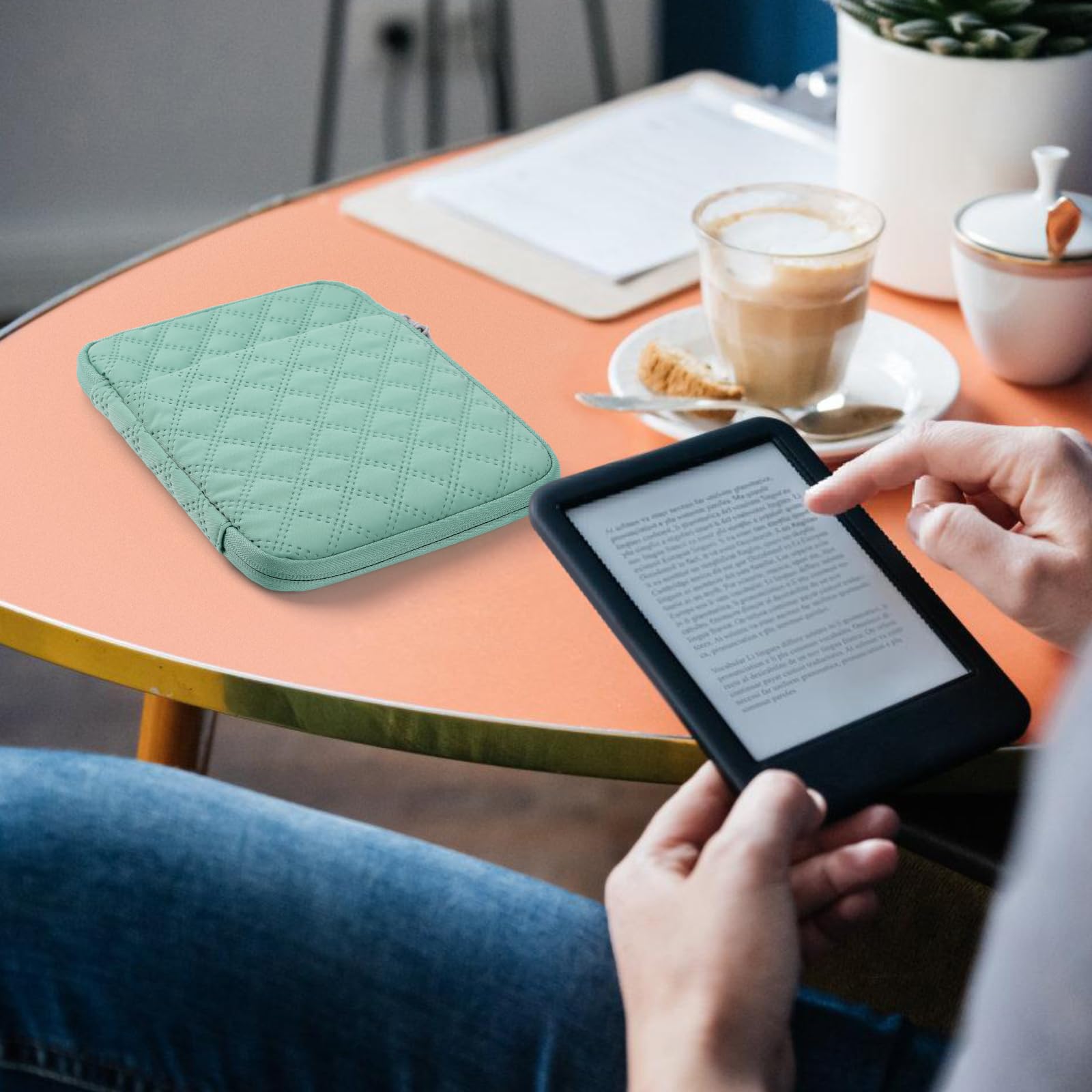 Funda acolchada para eBook/e-Reader de 6 a 7 pulgadas (tela verde)