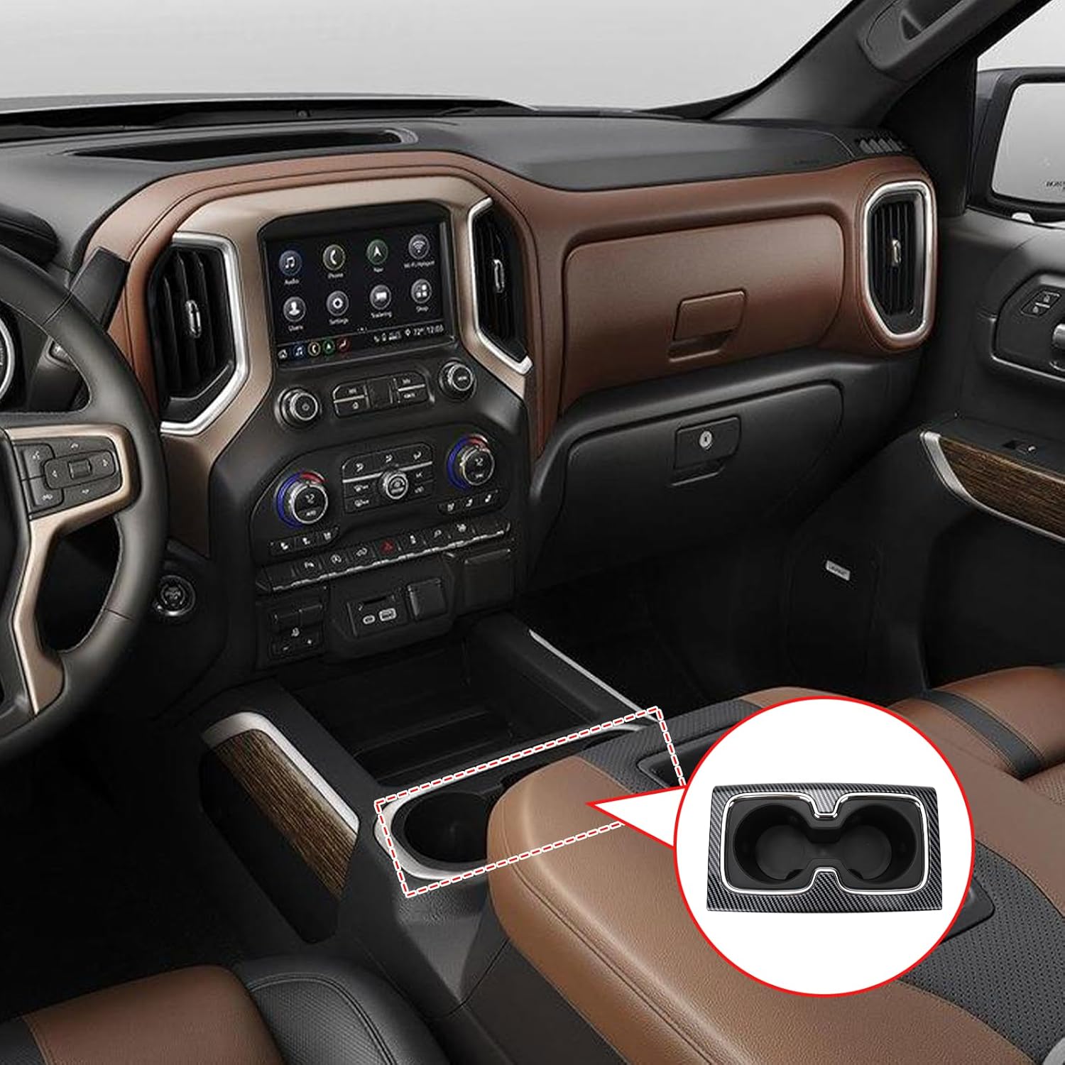 Center Console Cup Holder Compatible with Chevy Chevrolet Silverado 1500HD 2500HD 3500HD GMC Sierra 1500HD 2500HD 3500HD 2014 2015 23467147 23177378