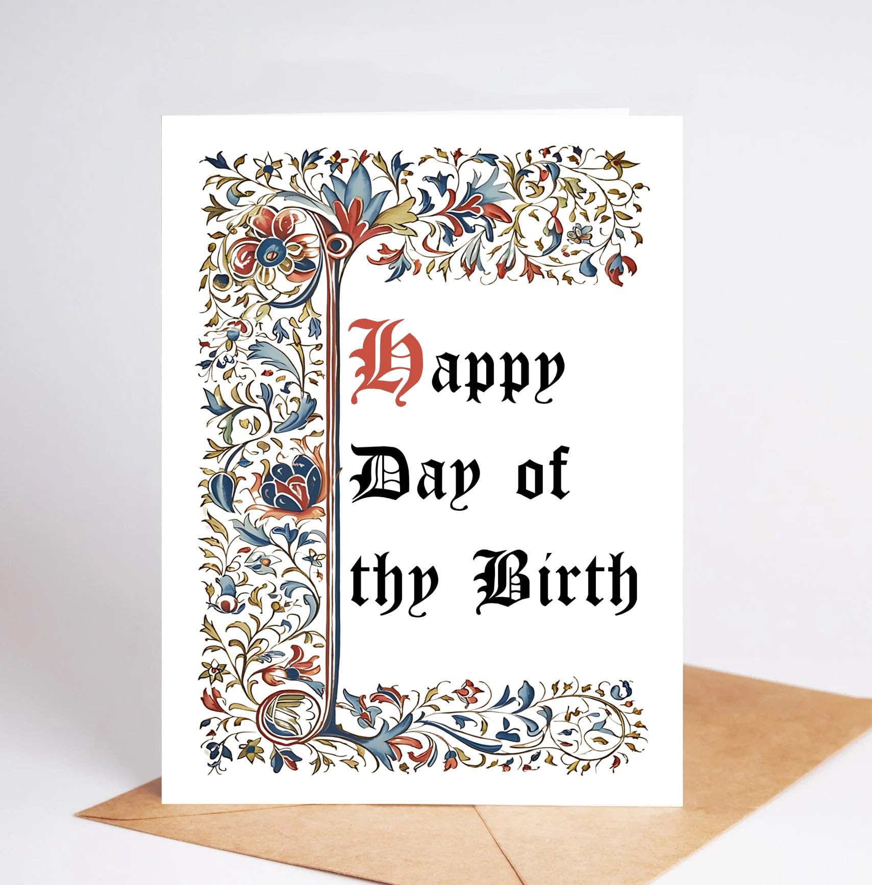 Medieval Birthday Card - Happy Birthday Card - Funny Art History Card - Birthday Kjv Style Card - Card Birthday For Medieval Style Lover - Birthday