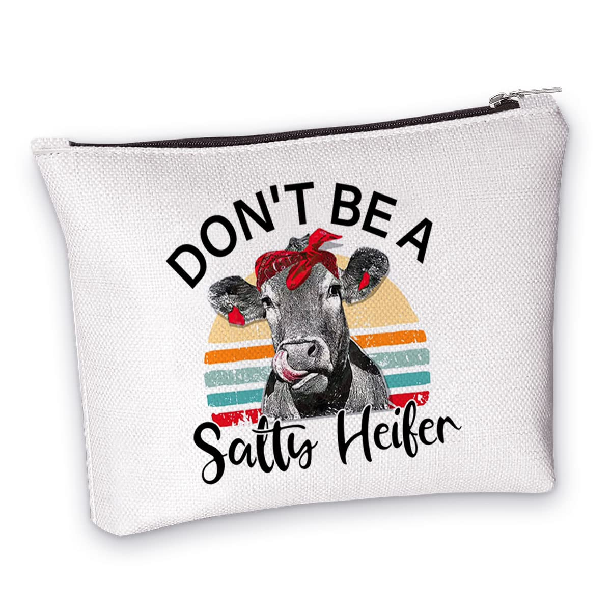 Animal Lover Gift for Girl, Animal Makup Bag Gift, Teen Girl Cosmetic Bag Gift, Clear, Salty Heifer