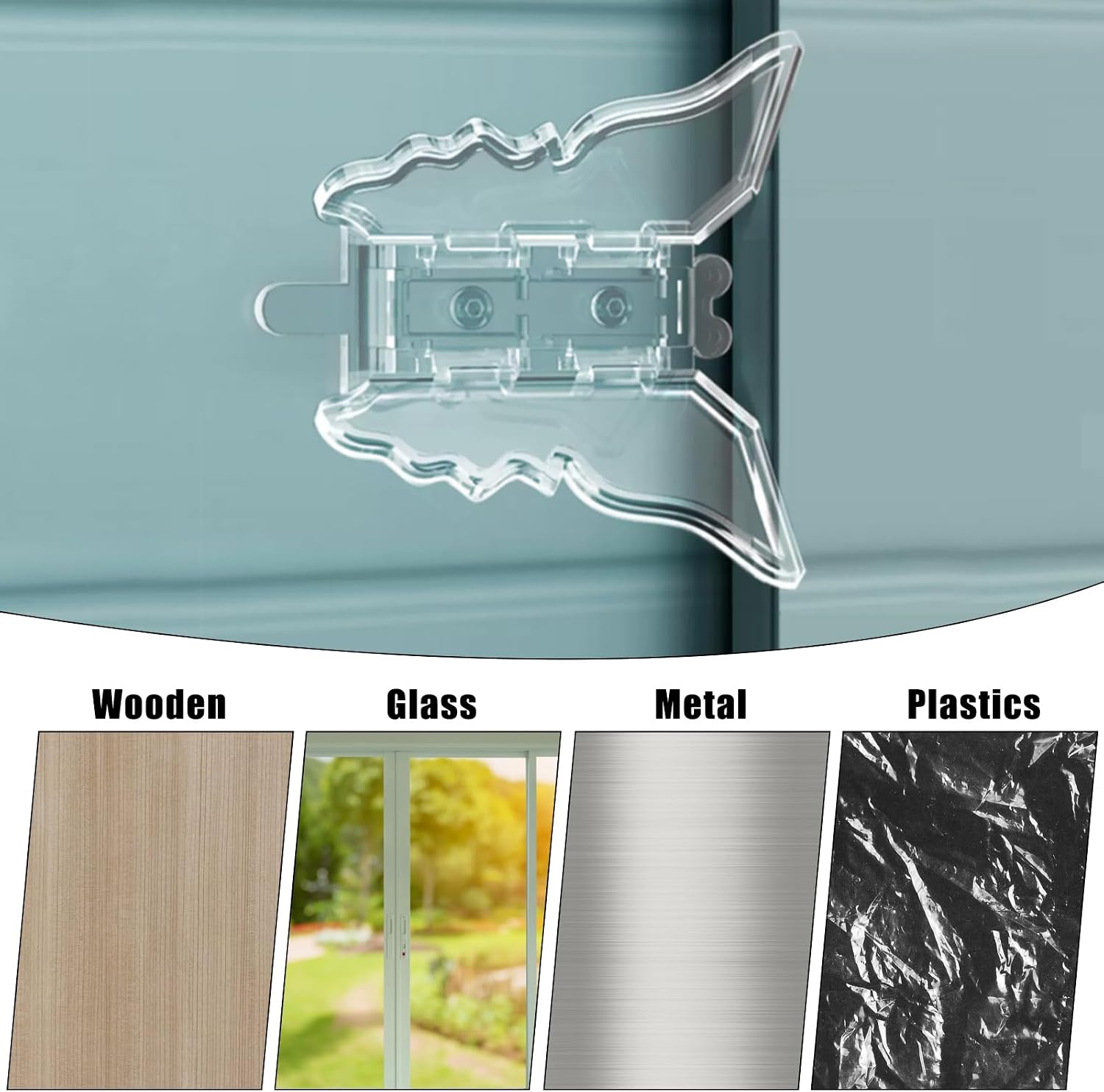 4 Pack Window Child Safety Locks Self Adhesive Sliding Door Child Lock Safety Butterfly Sliding Window Lock for Closet Doors, Cabinet Doors, Sliding Door