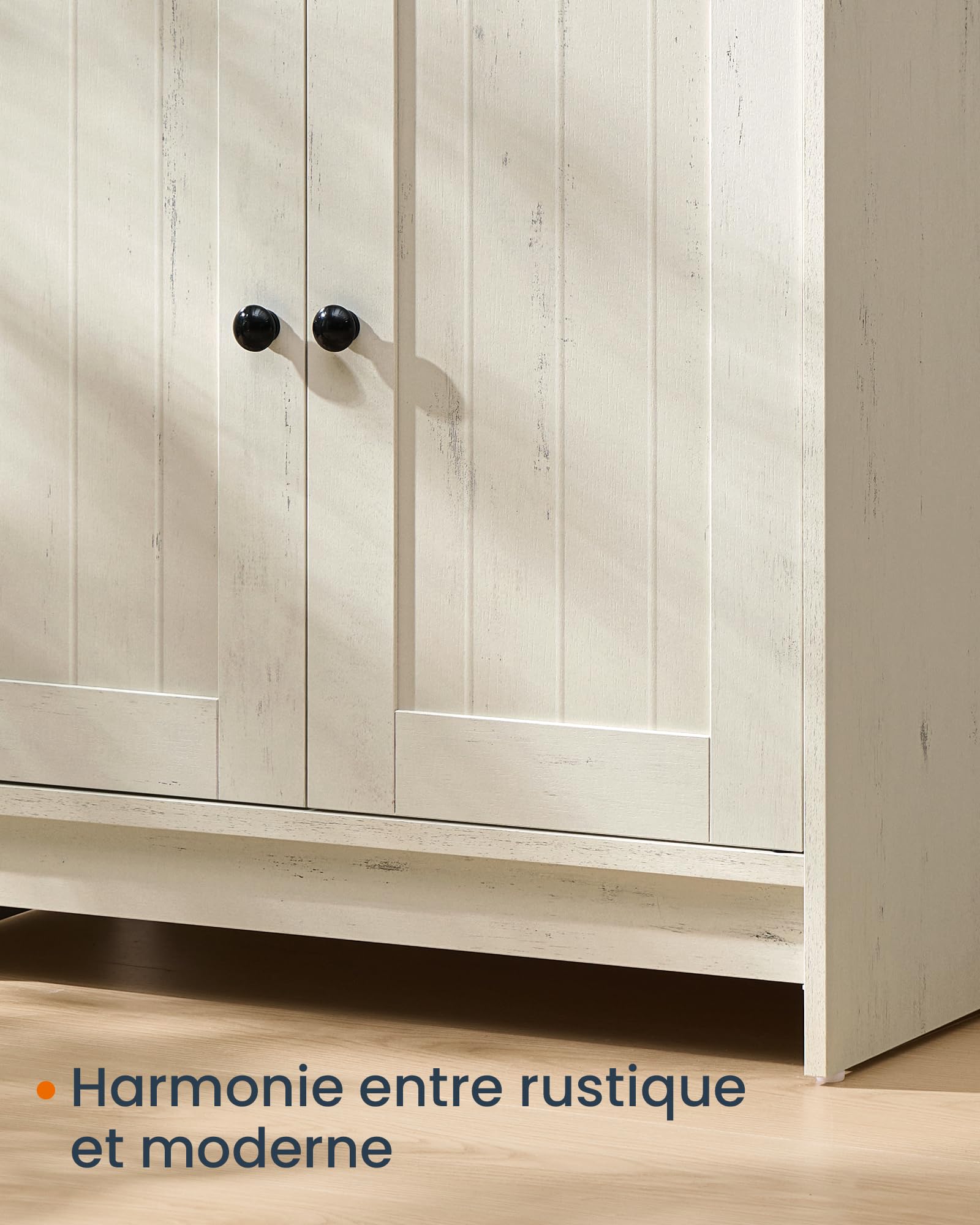 SONGMICS Home Meuble sous Lavabo, Assemblage Ultra-Rapide sans Outils Toolless, Meuble de Rangement avec Étagère Réglable, pour Lavabos avec ou sans Colonne, Blanc Rustique BBC223WJ01