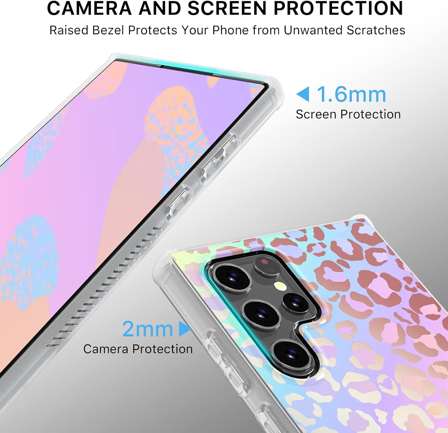 MYBAT PRO Case for Samsung Galaxy S22 Ultra Case 6.8 inch, Mood Series Slim Cute Glitter Hard PC + Soft TPU Bumper Military Grade Drop Shockproof Non-Yellowing Protective Cover, Holographic Leopard