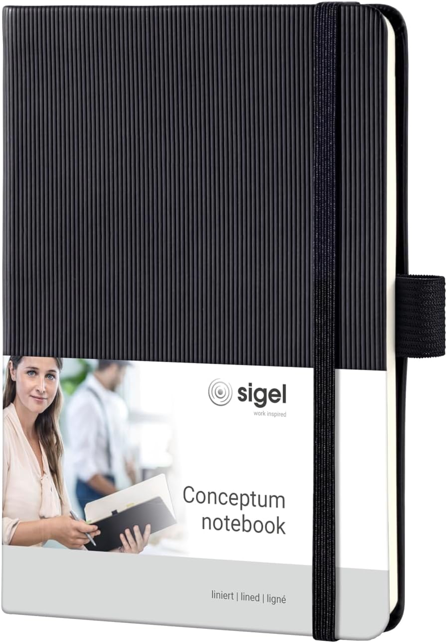 Sigel CO132 Notebook CONCEPTUM®, black, Hardcover, lined, approx. A6, with numerous features