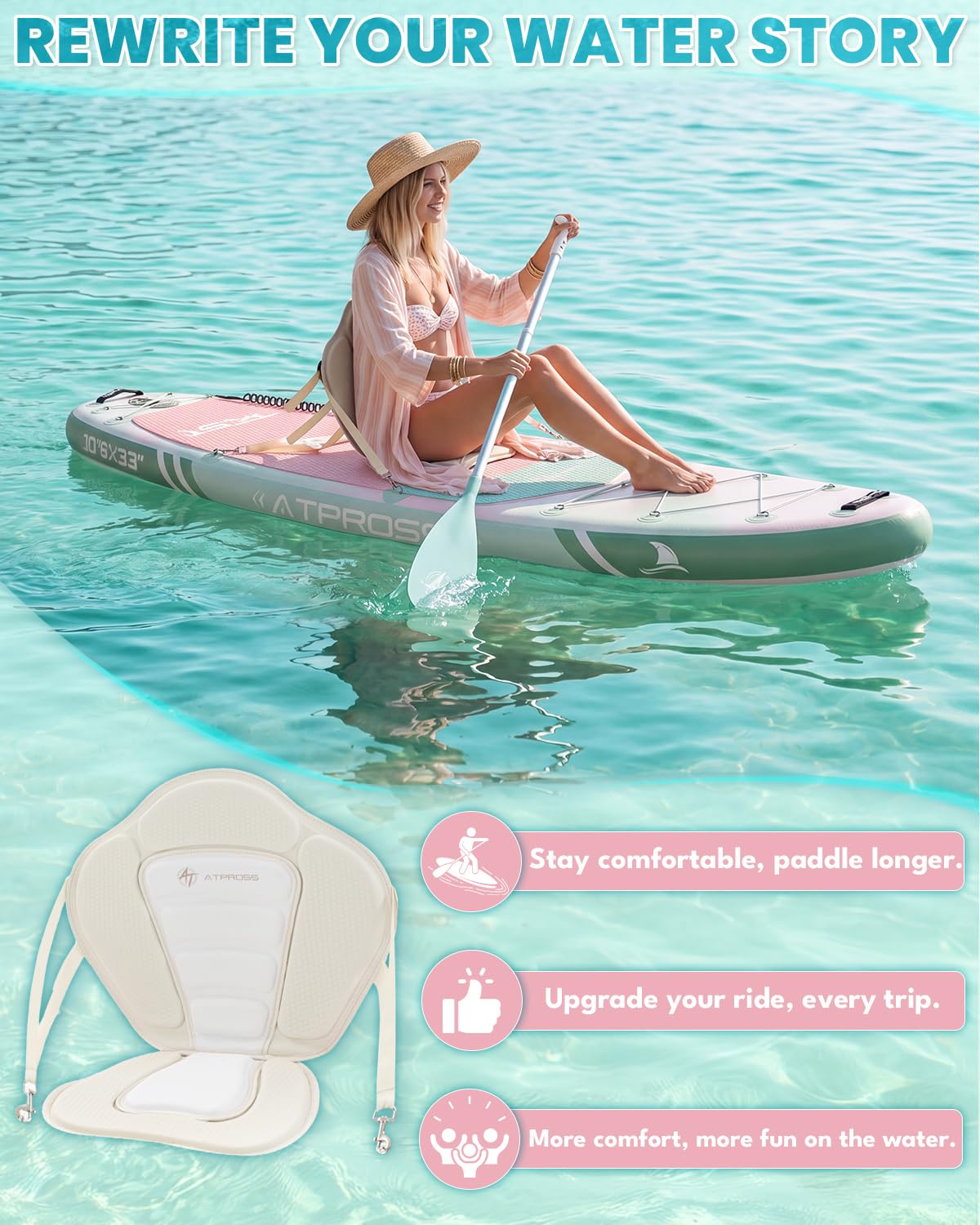 Stand Up Paddling Board,320cm Stand Up | Paddle mit Reichhaltigem Zubehör, SUP Board 200kg Tragkraft mit Eva-Rutschfestem Deck