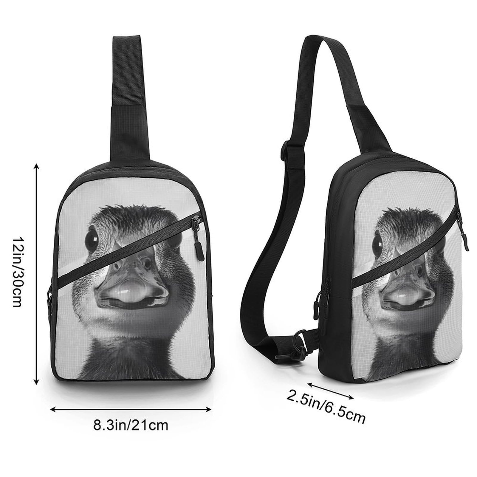 Duck Portrait Chest Bag Foldable Crossbody Unisex Pack Travel Hiking Adjustable Shoulder Straps Sling Bags